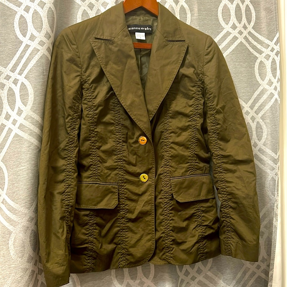 Bianca Nygarg - Military Green Button Up Light Jacket with Pockets Size 6 Women